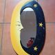 WOODEN MOON MIRROR / OVAL / YELLOW & BLACK