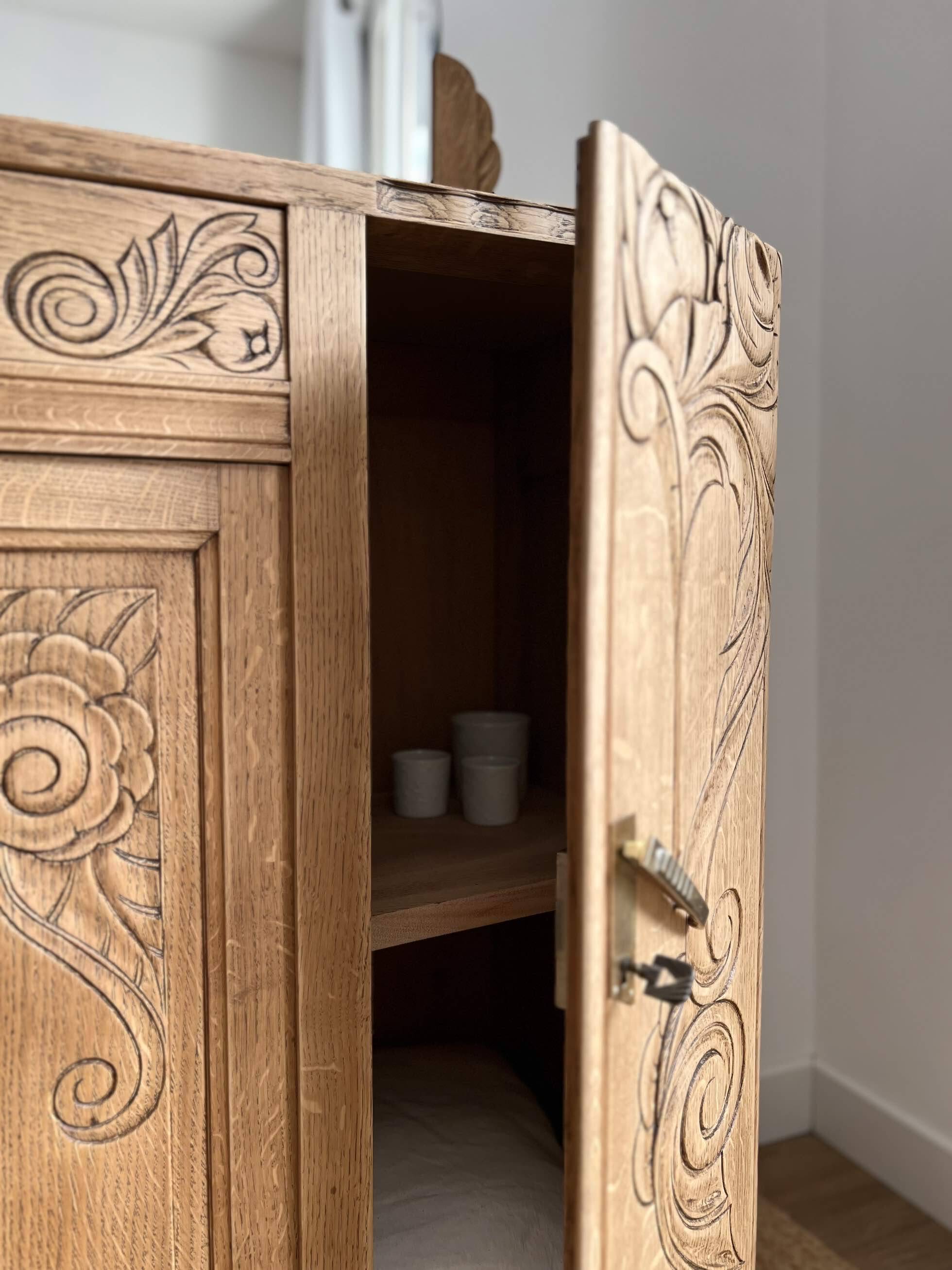 Art Deco oak sideboard with mirror (removable)
