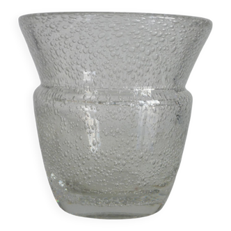 Transparent bubbled Daum vase, signed Daum Nancy France