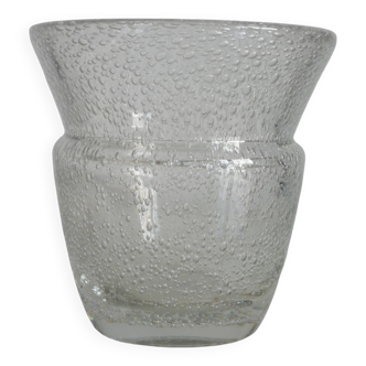 Vase Daum bullé transparent, signé Daum Nancy France