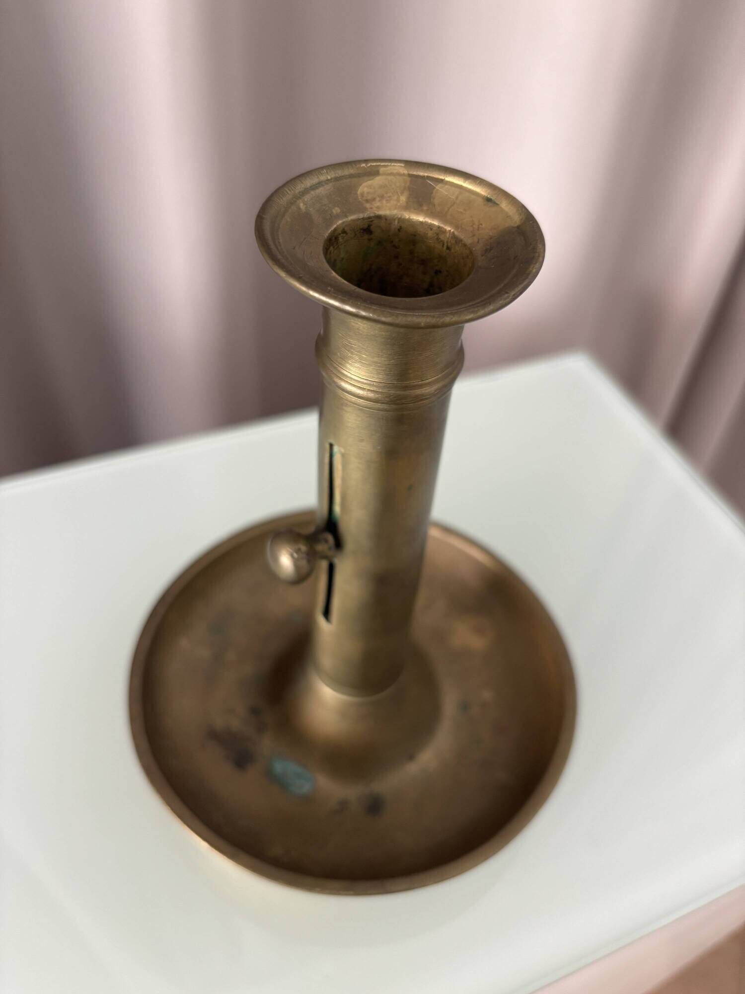 Vintage Adjustable Brass Chamber Candlestick