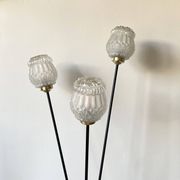 Large tripod floor lamp in black metal with 3 molded glass globes LAMP-7296
