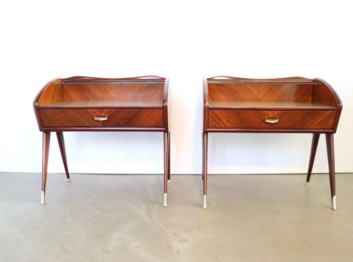 Pair of italian 1950's night stands bed side tables