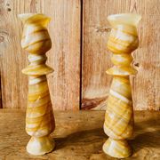 Pair of vintage onyx marble candlesticks