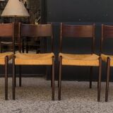 4 beautiful Scandinavian wood and straw chairs