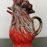 Pichet vase coq en céramique rouge