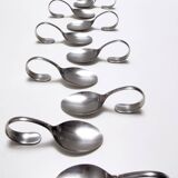Set of Twelve Steel Serving Spoon by Pinti, Italy, 1980s