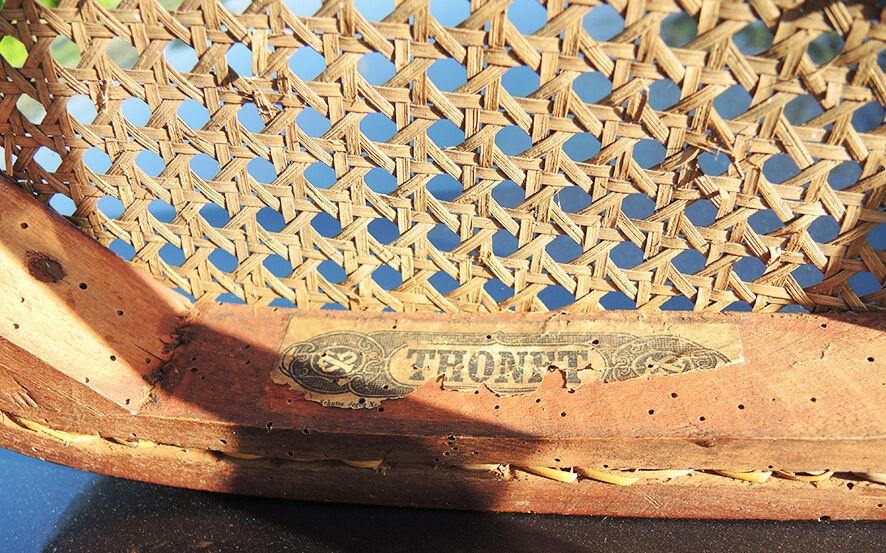 3 old bistro chairs cans thonet