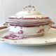 Vegetable dish, Fine Earthenware, Paris, France, Pink Crests, B&Cie Barluet, Creil