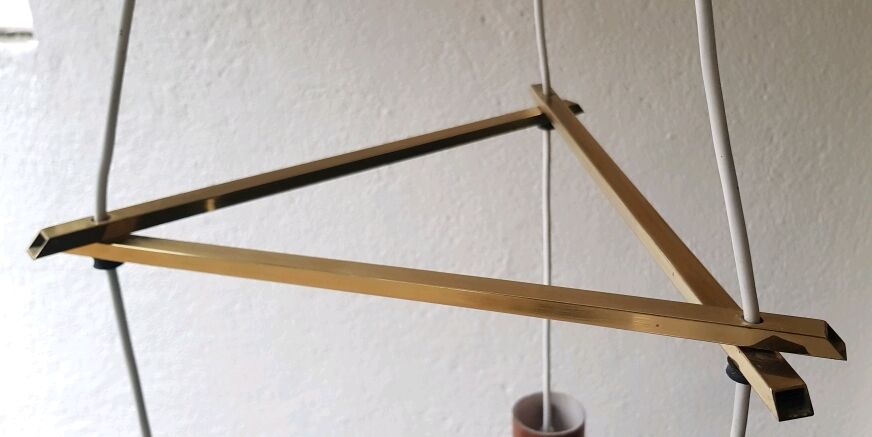 Hanging lamp boomerang 3 white lanterns and wood