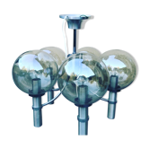 5 glass globe chrome chandelier - circa 1970 in the taste of HANS AGNE JAKOBSSON