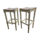 Vintage European Rustic Painted Straw Bar Stools - Set of 2