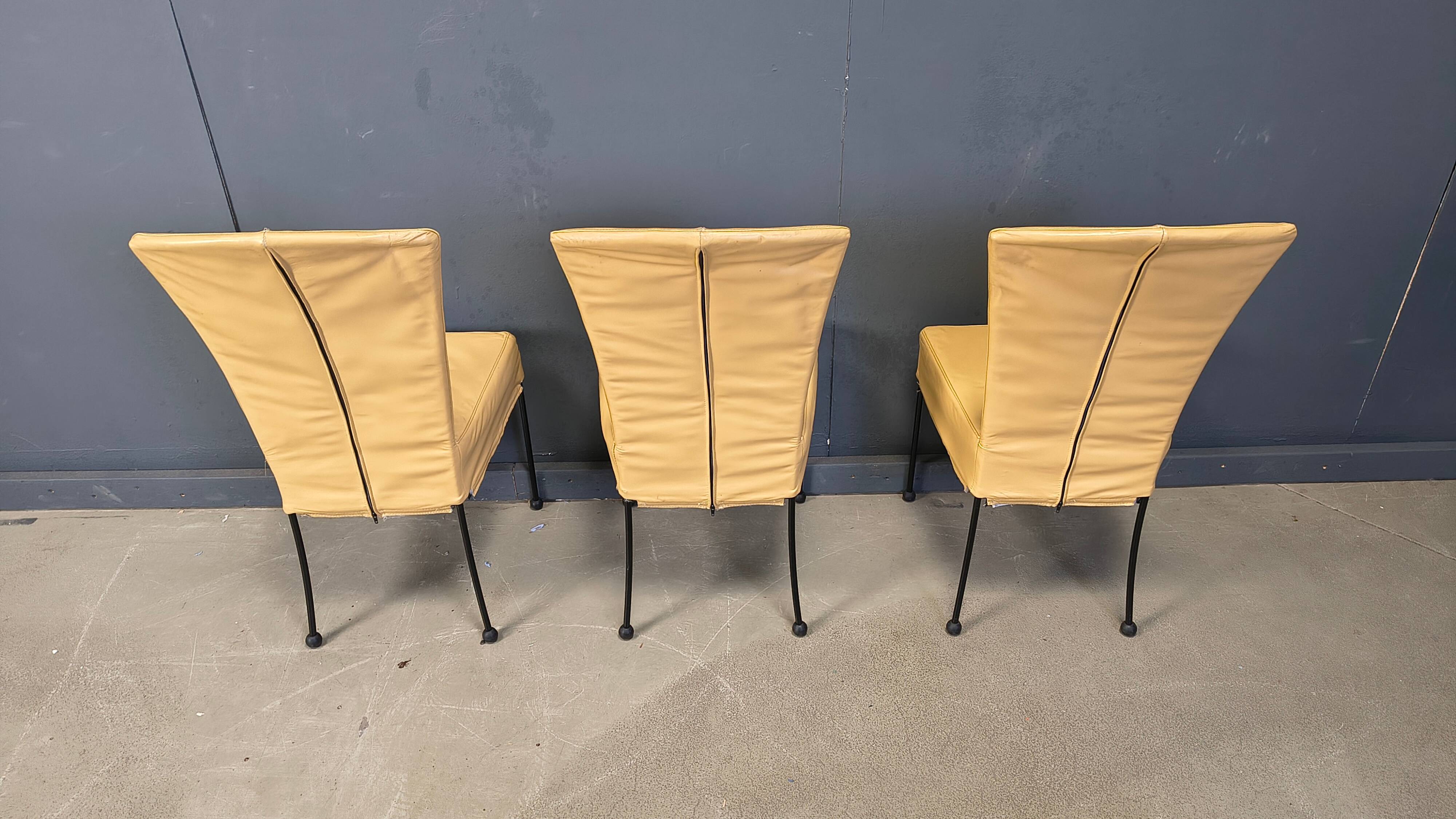 Vintage leather dining chairs, set of 6, 1980s