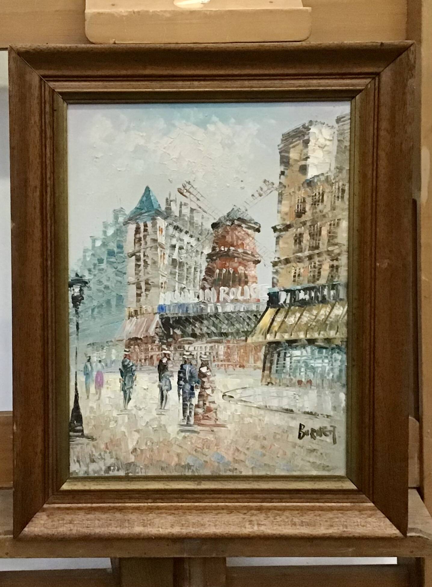 The Moulin Rouge seen from Boulevard Clichy Oil on canvas signed Burnett