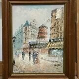 The Moulin Rouge seen from Boulevard Clichy Oil on canvas signed Burnett