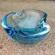Cendrier en verre de murano de couleur bleue des années 50