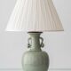 Celadon Crackle Glaze Porcelain Table Lamp in Chinese Style with Scroll Handles