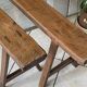 Pair of solid oak farmhouse benches 214cm for rustic table 1950