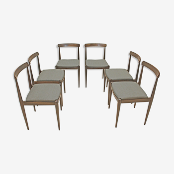Ensemble de six chaises en teck foncé afromosia