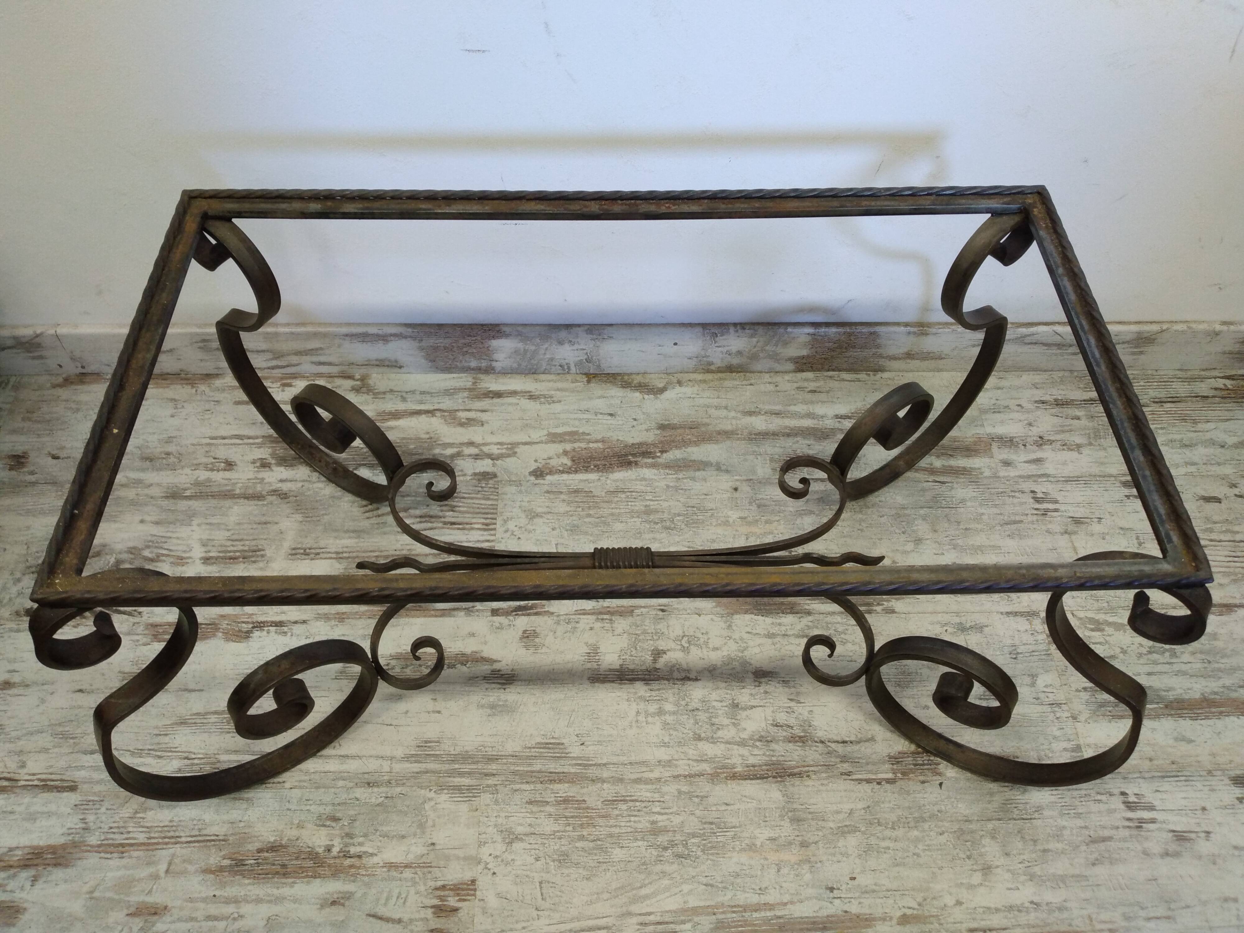 Wrought iron and marble coffee table