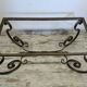 Wrought iron and marble coffee table
