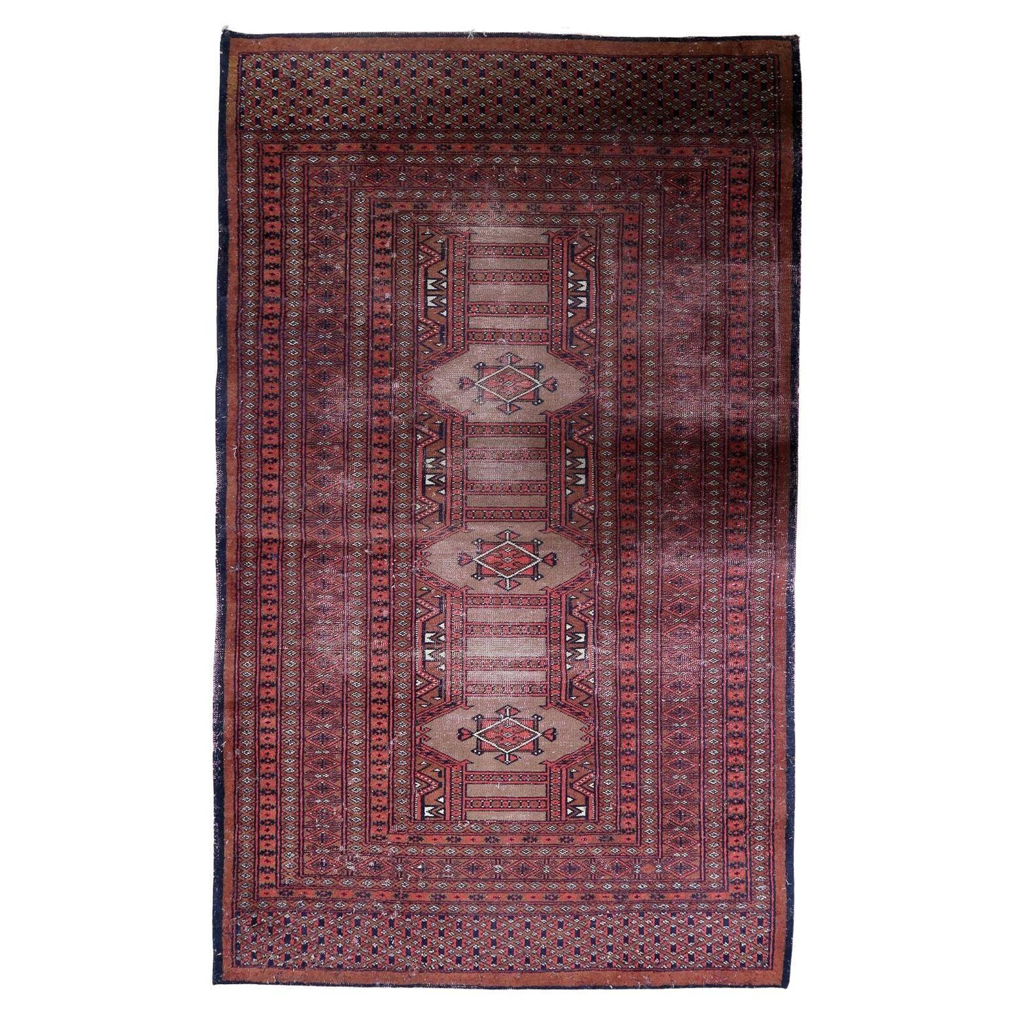 Handmade vintage Uzbek Bukhara rug 95cm x 157cm, 1950s