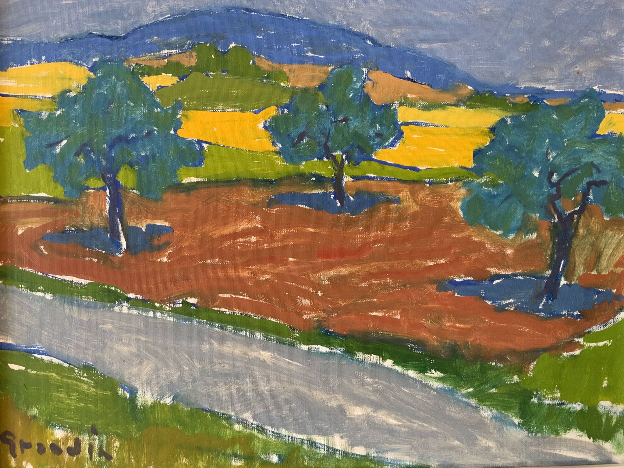 Svan Grandin (1906- 1982) Vintage Painting Landscape, signed