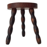 Vintage turned wood tripod stool