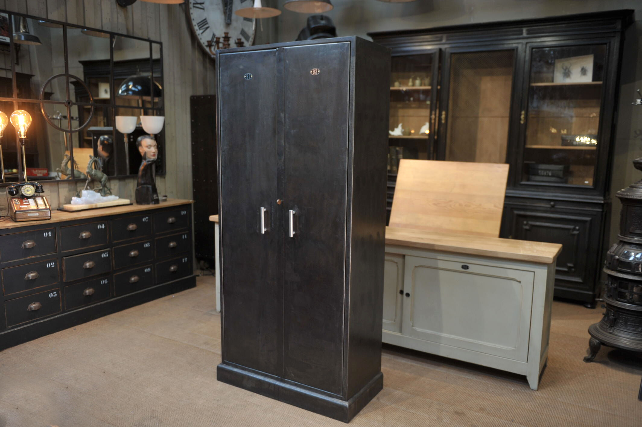 Metal cabinet with 2 doors, 1950s