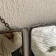 Vintage 1950s triptych barber mirror in black lizard-skin leather - 27 x 67