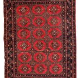 Vintage carpet Uzbek Bukhara handmade 121cm x177cm 1960s, 1C740