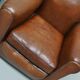 Paire de fauteuils club en cuir avec dossier moustache et cognac, France, 1940s