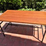 Metal and wood dining table for 6/8 people 145 cm vintage