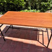 Metal and wood dining table for 6/8 people 145 cm vintage