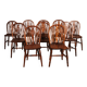 Lot de 10 chaises Windsor à dossier en roue du XIXe siècle