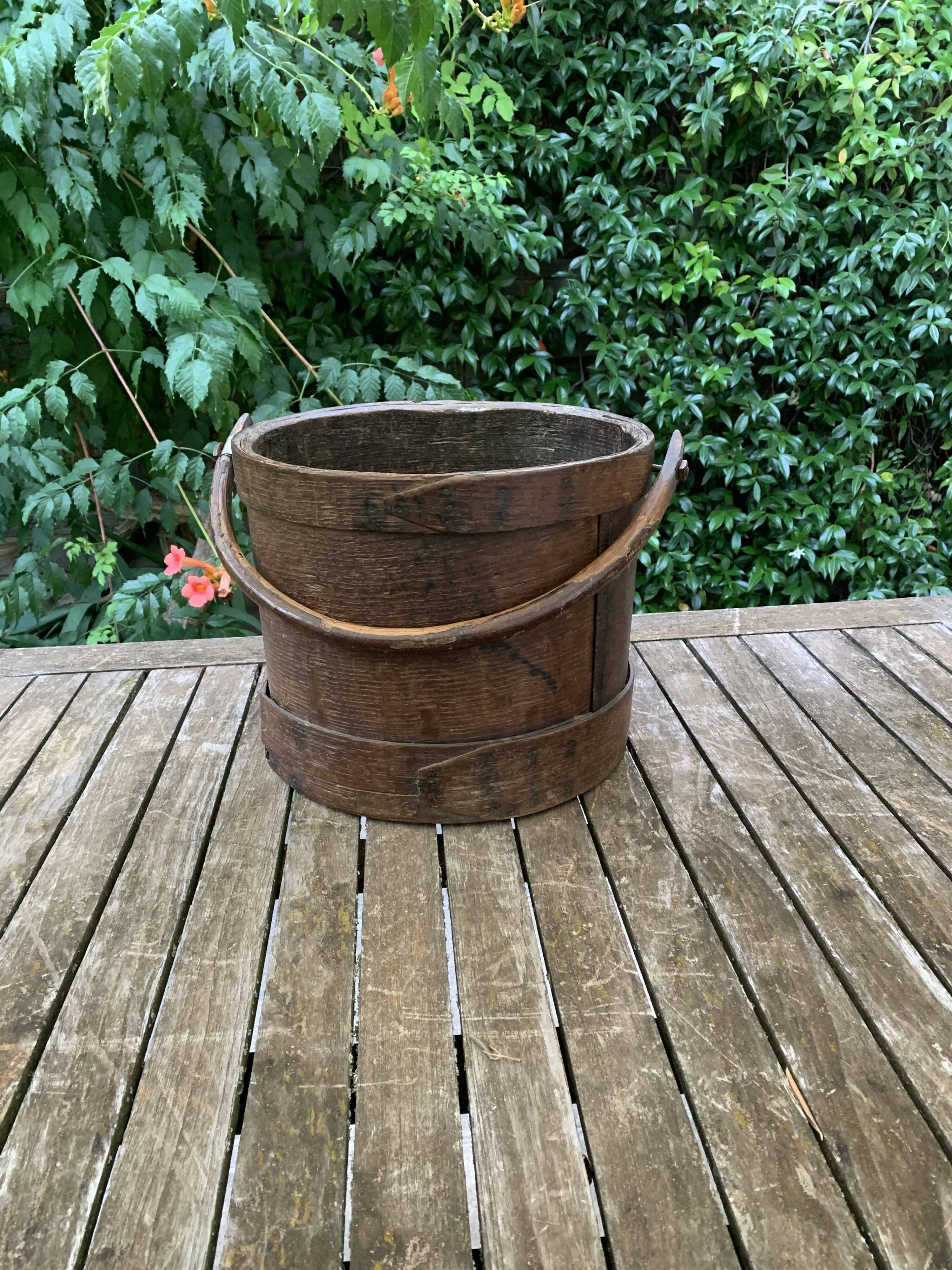 Old wooden bucket