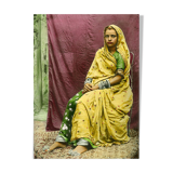 Portrait d’une jeune femme, Rajasthan vers 1920, photographie ancienne colorée