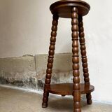 Sellette tripode en bois foncé