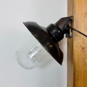 Vintage Industrial Black Enamel and Cast Iron Wall Lamp, 1960s