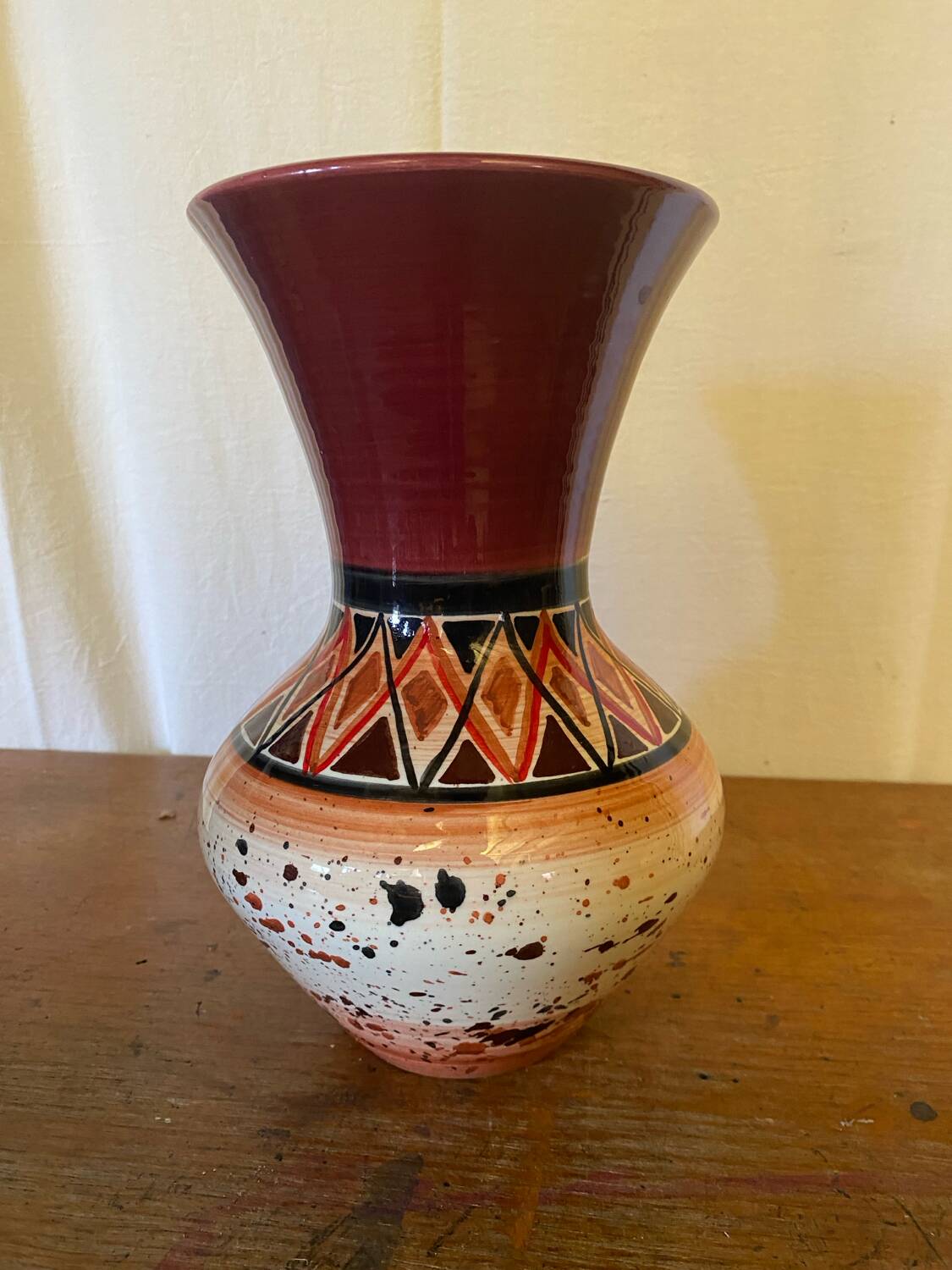 Vase ancien soulaines france céramique multicolore vintage