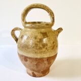Antique Provençal jug / goat in yellow enamelled stoneware