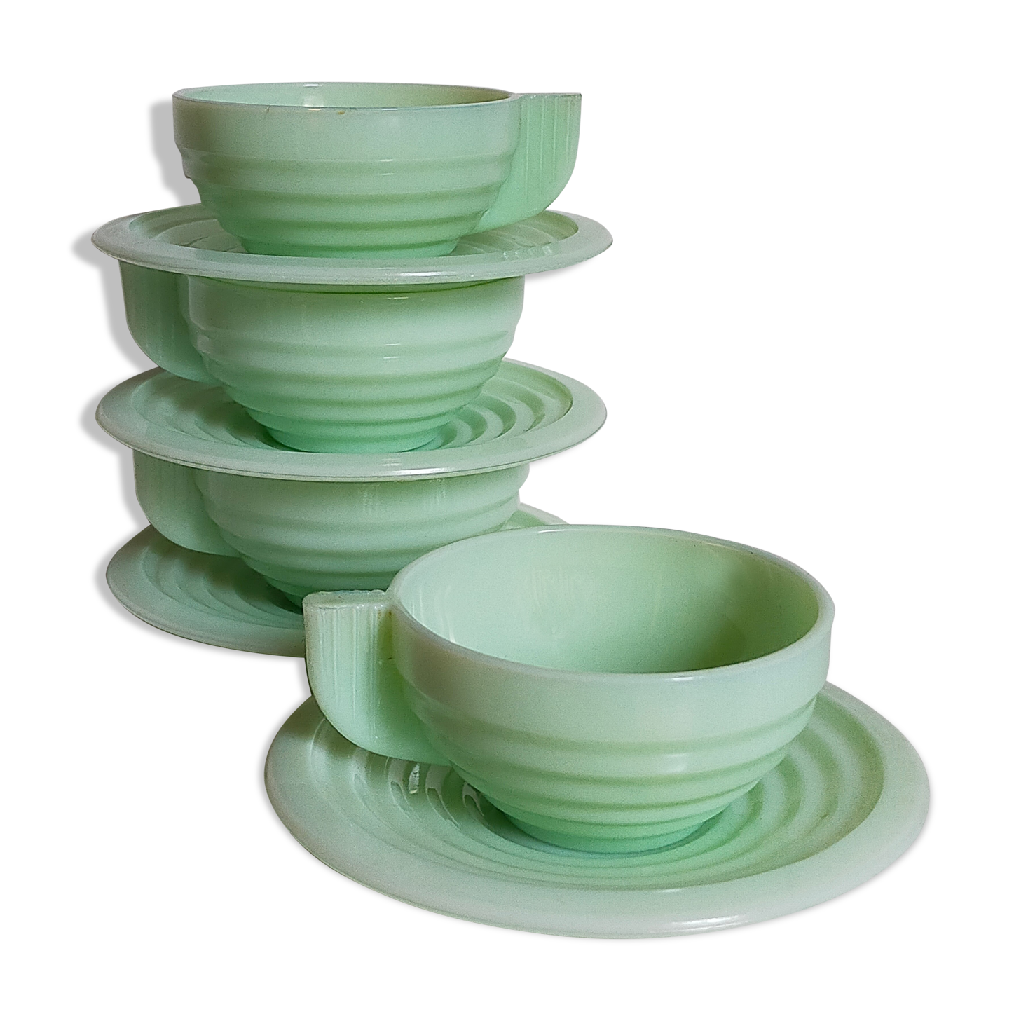 Four Art-Deco opaline cups