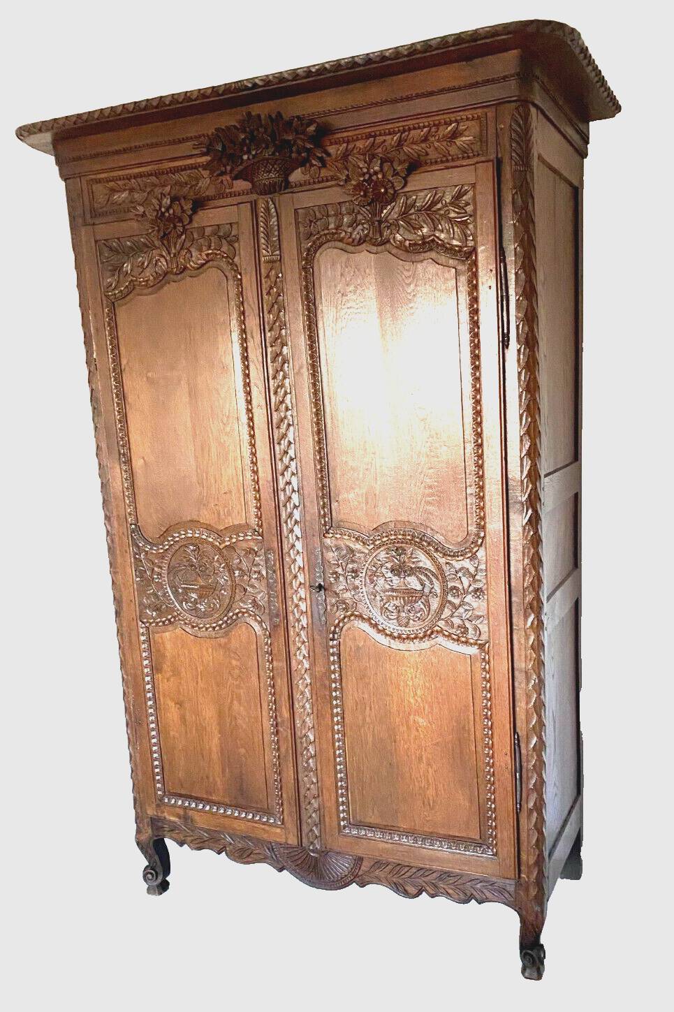 18th century carved oak bridal wardrobe