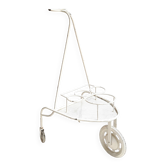 Serving / Rolling bar in white lacquered perforated metal in the style of Matégot Vintage from the 1950s