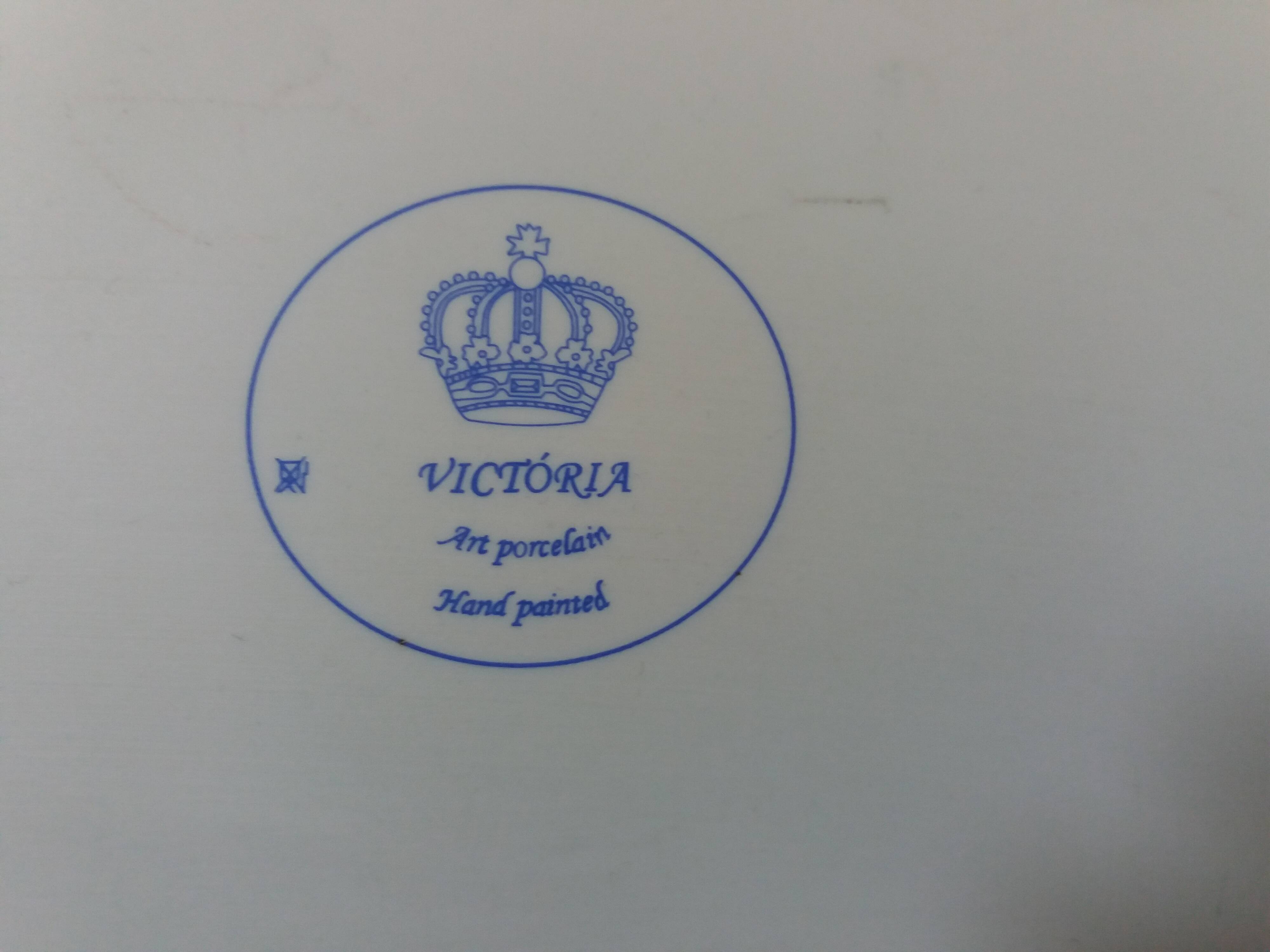 Victoria rectangular tray, hand-painted blue and gold porcelain decoration