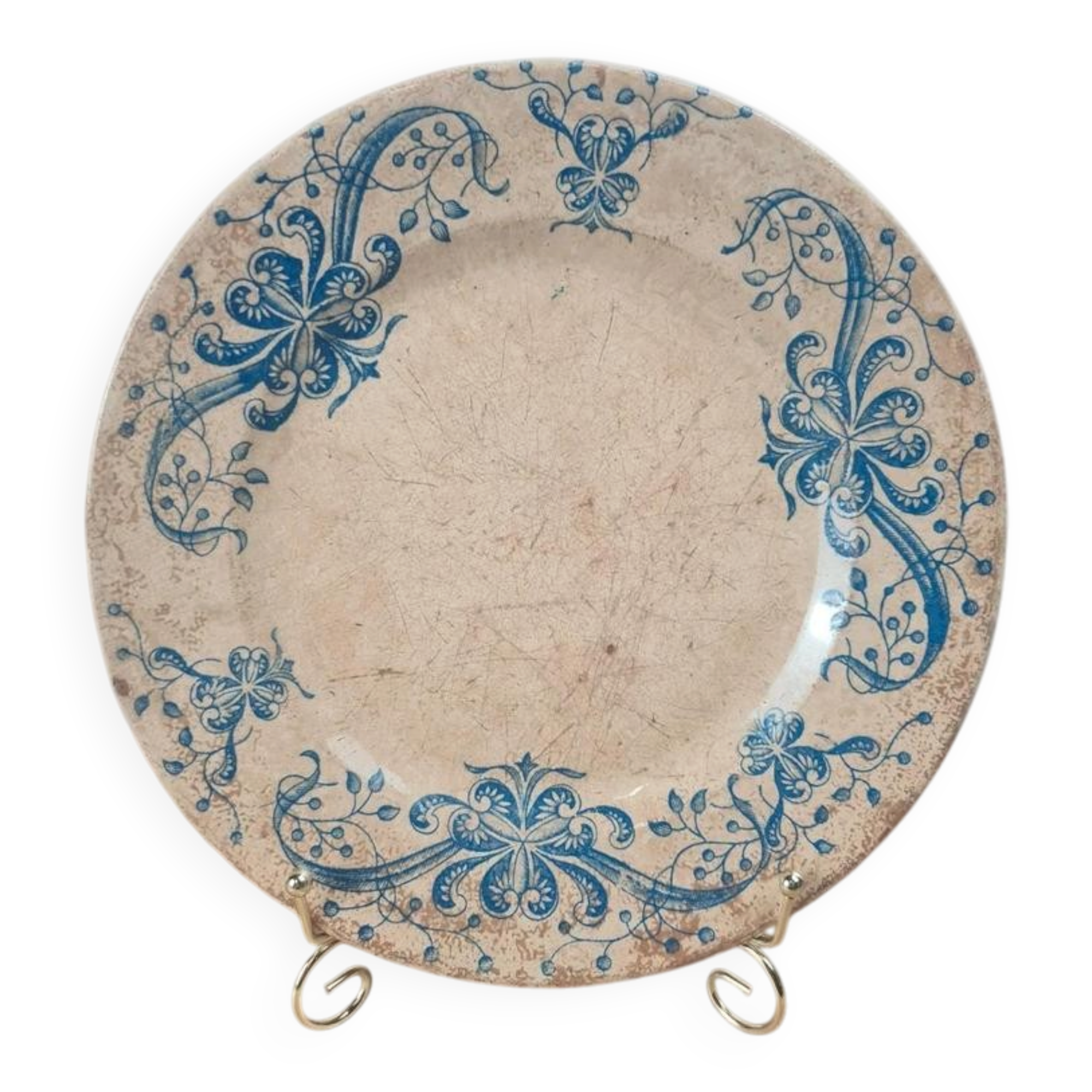 Antique plate model "Joconde", Victorian blue decoration