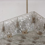 Glass and chromed steel pendant lamp by Kamenický Senov, 1970
