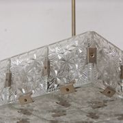 Glass and chromed steel pendant lamp by Kamenický Senov, 1970