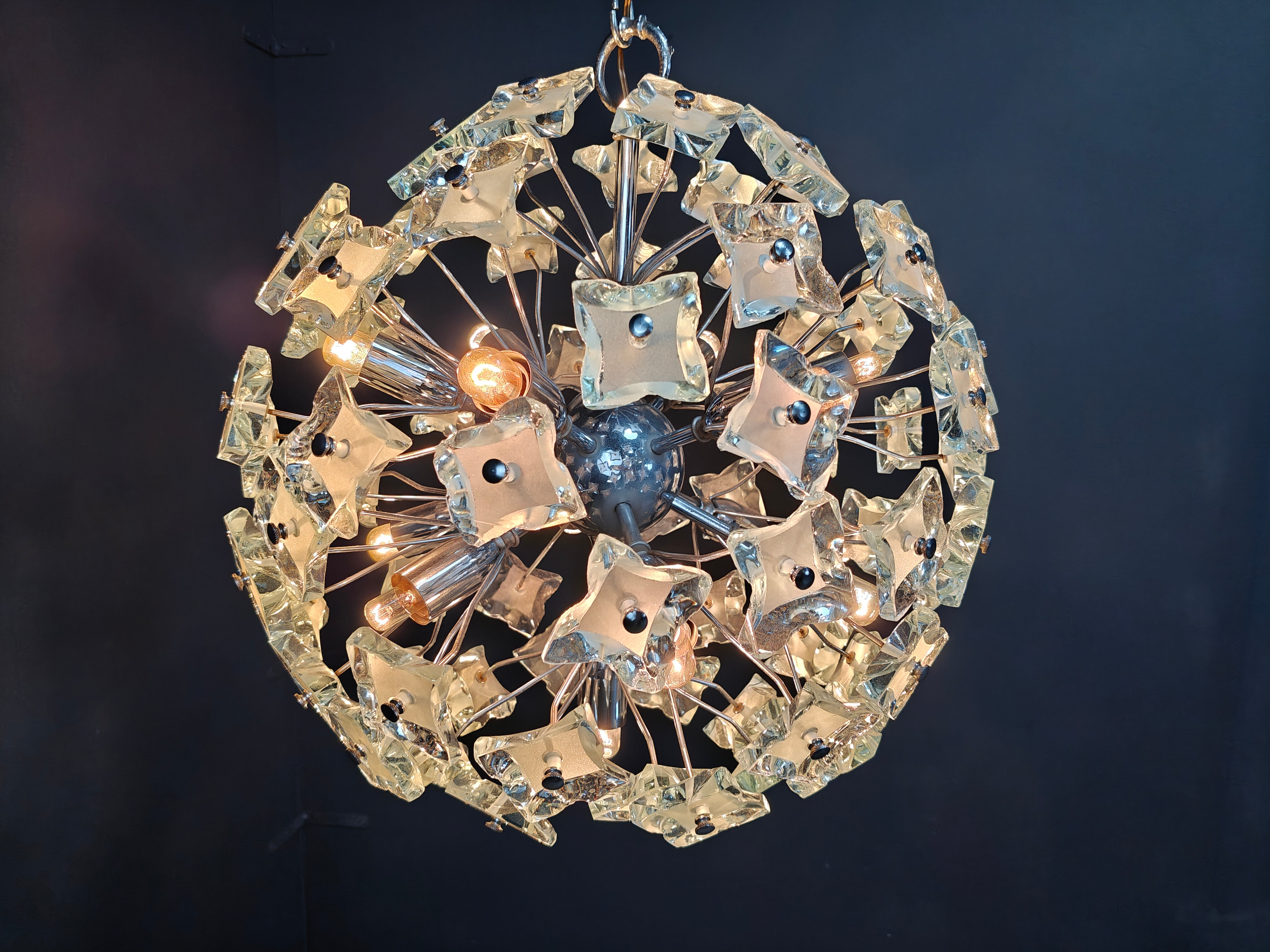 Mid-century glass sputnik chandelier, 1970s