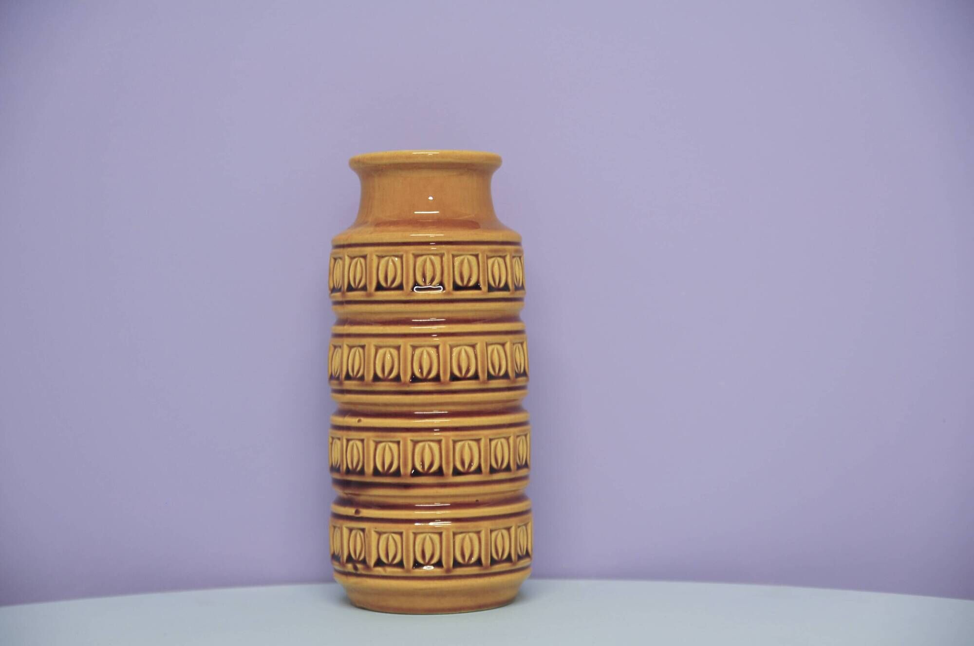 vintage ochre yellow West Germany vase of coffee beans Scheurich